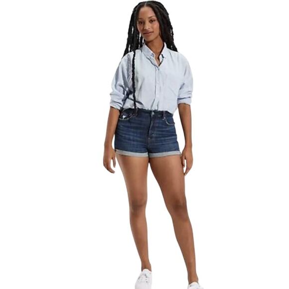 American Eagle Cutoff Jean Shorts Curvy Super High Rise Shortie - Picture 11 of 11